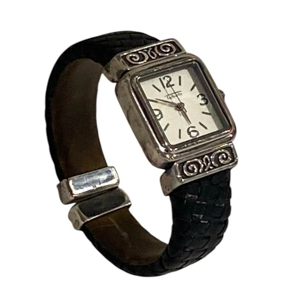 Talbots Vintage Sterling Silver & Black Leather Women’s Watch - Like-New